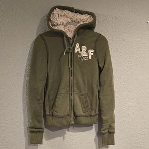 Abercrombie & Fitch Kids Dark Green Fleece-Lined Jacket